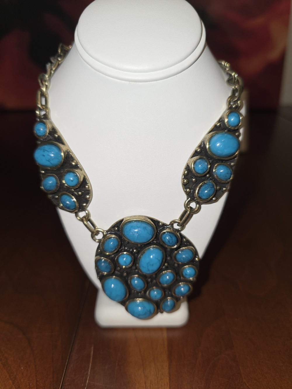 Turquoise 💙 Western Statement Bib Necklace - Blue Gem Cluster